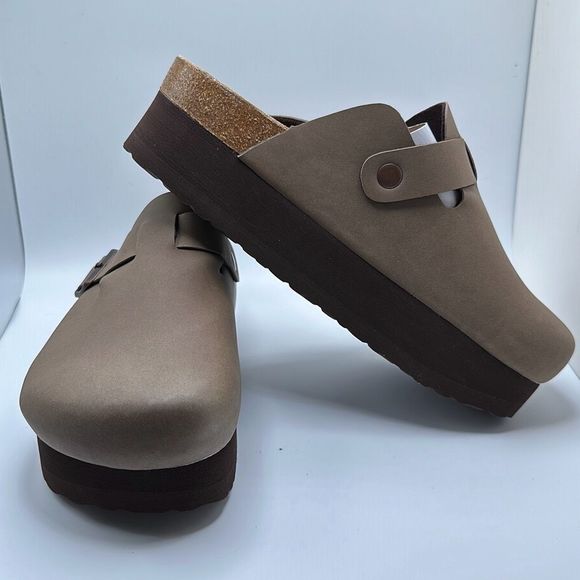 CUSHIONAIRE Women's Cork Footbed Platform Clog 7.5 WIDE BROWN - Picture 6 of 7